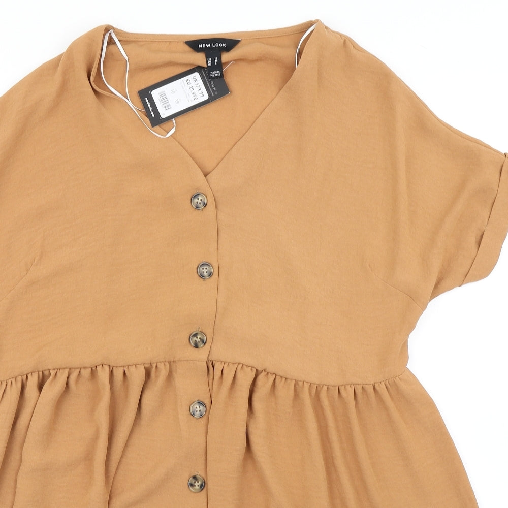 New Look Womens Brown   Shirt Dress  Size 10