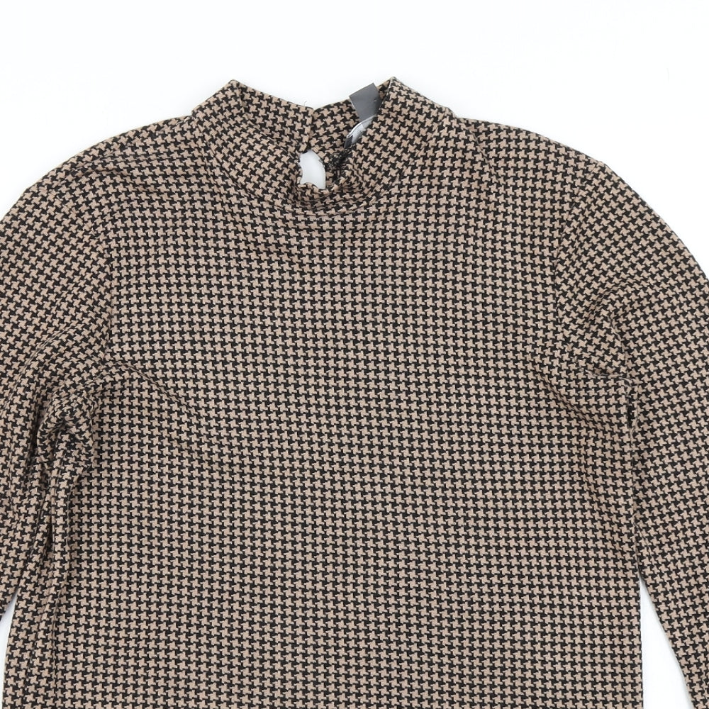 Primark Womens Black Houndstooth  Basic T-Shirt Size XS