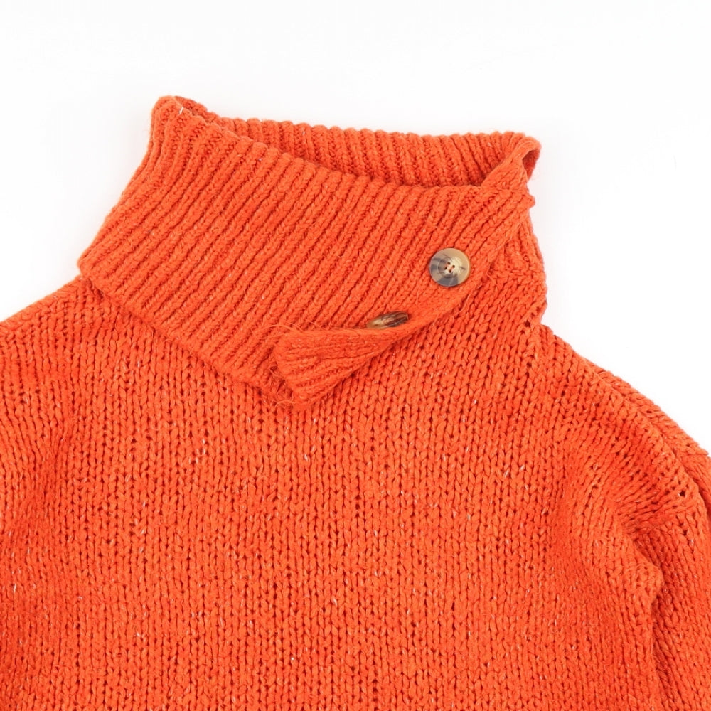 V Womens Orange  Knit Pullover Jumper Size 10