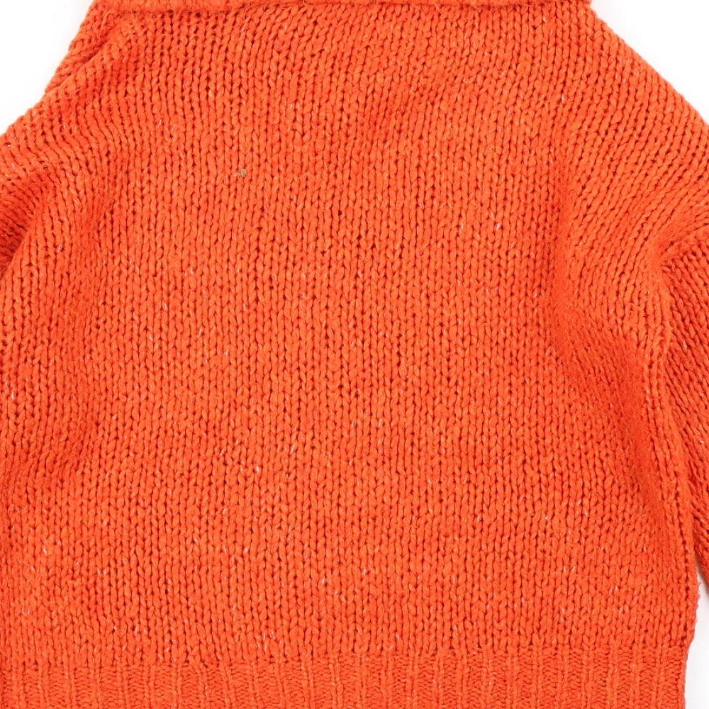 V Womens Orange  Knit Pullover Jumper Size 10