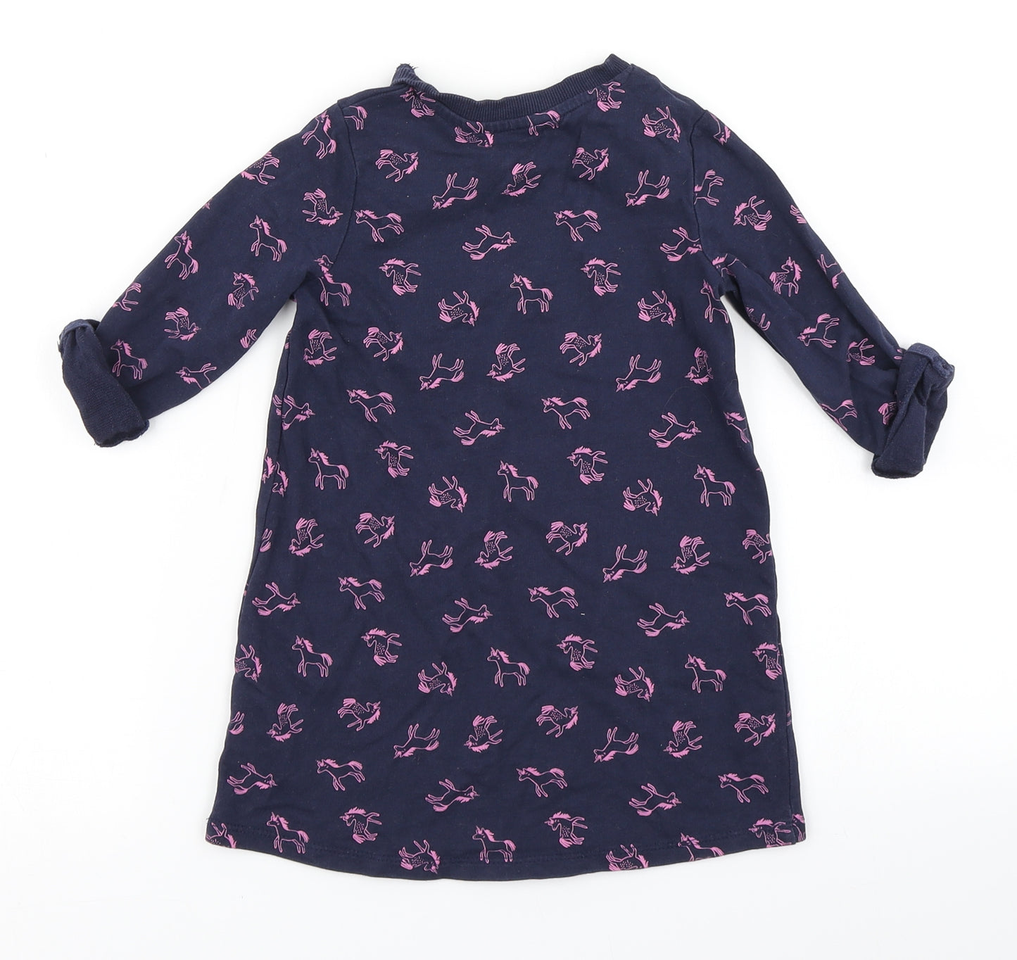 George Girls Blue   T-Shirt Dress  Size 2-3 Years  - Unicorn Print