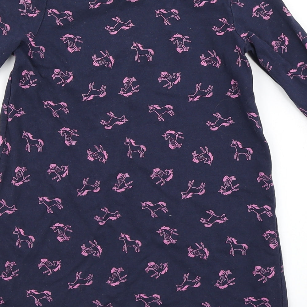 George Girls Blue   T-Shirt Dress  Size 2-3 Years  - Unicorn Print