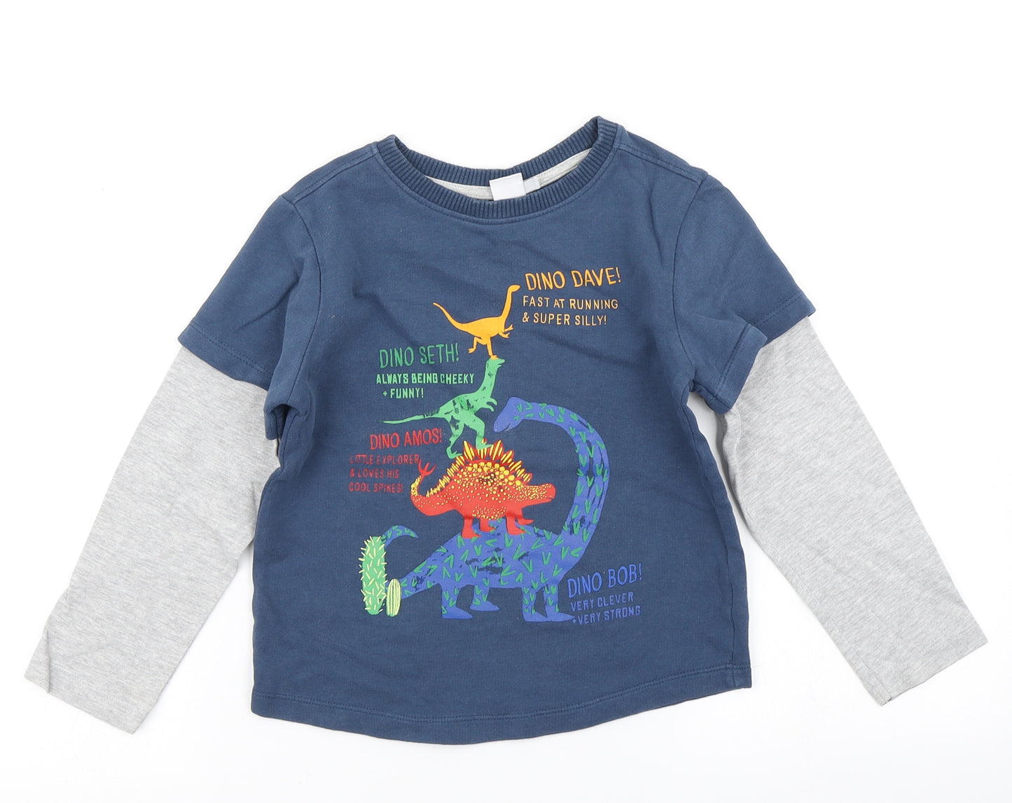 Mini Club Boys Blue   Basic T-Shirt Size 5-6 Years  - Dinosaurs