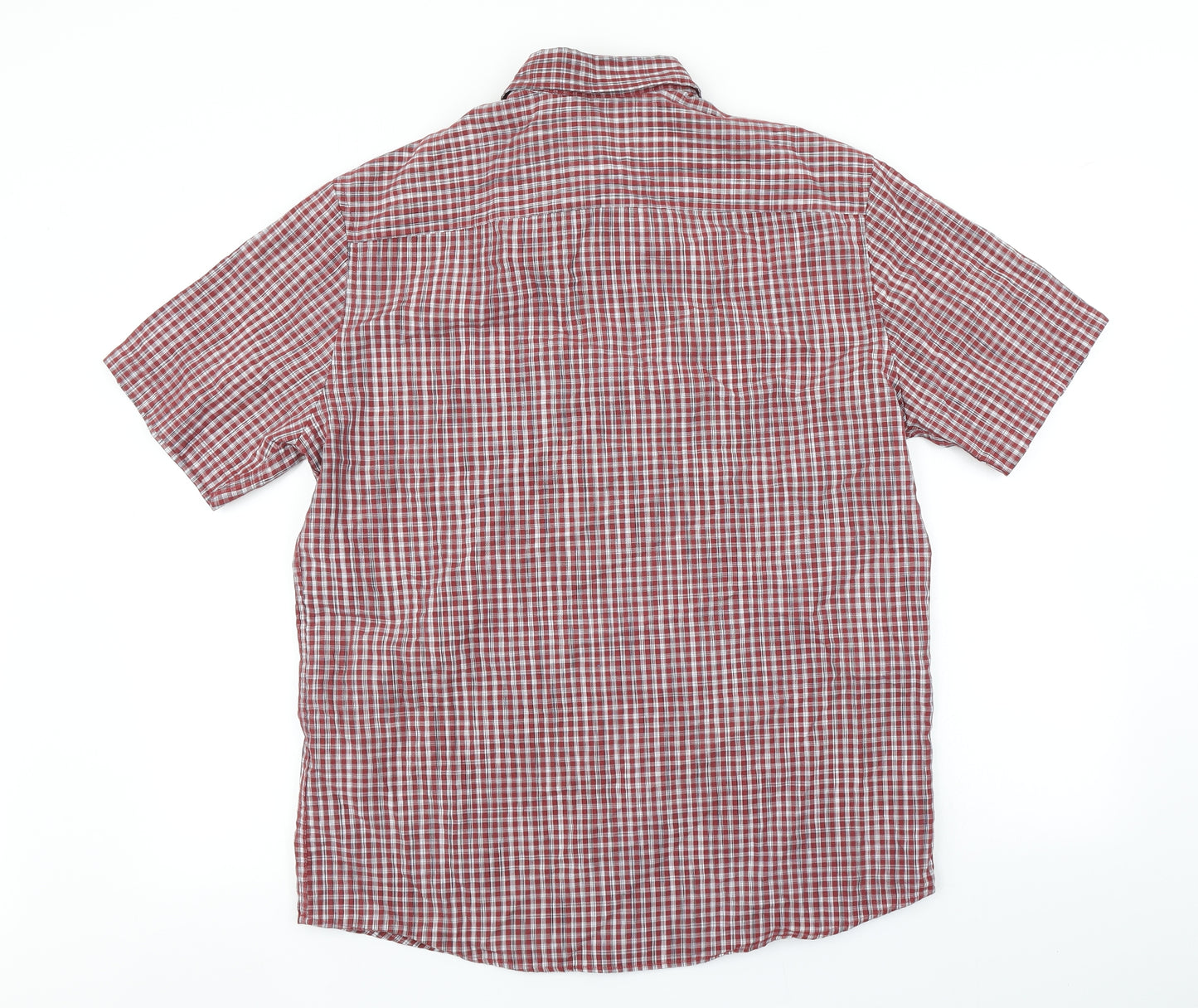 M&S Mens Red Check   Button-Up Size M
