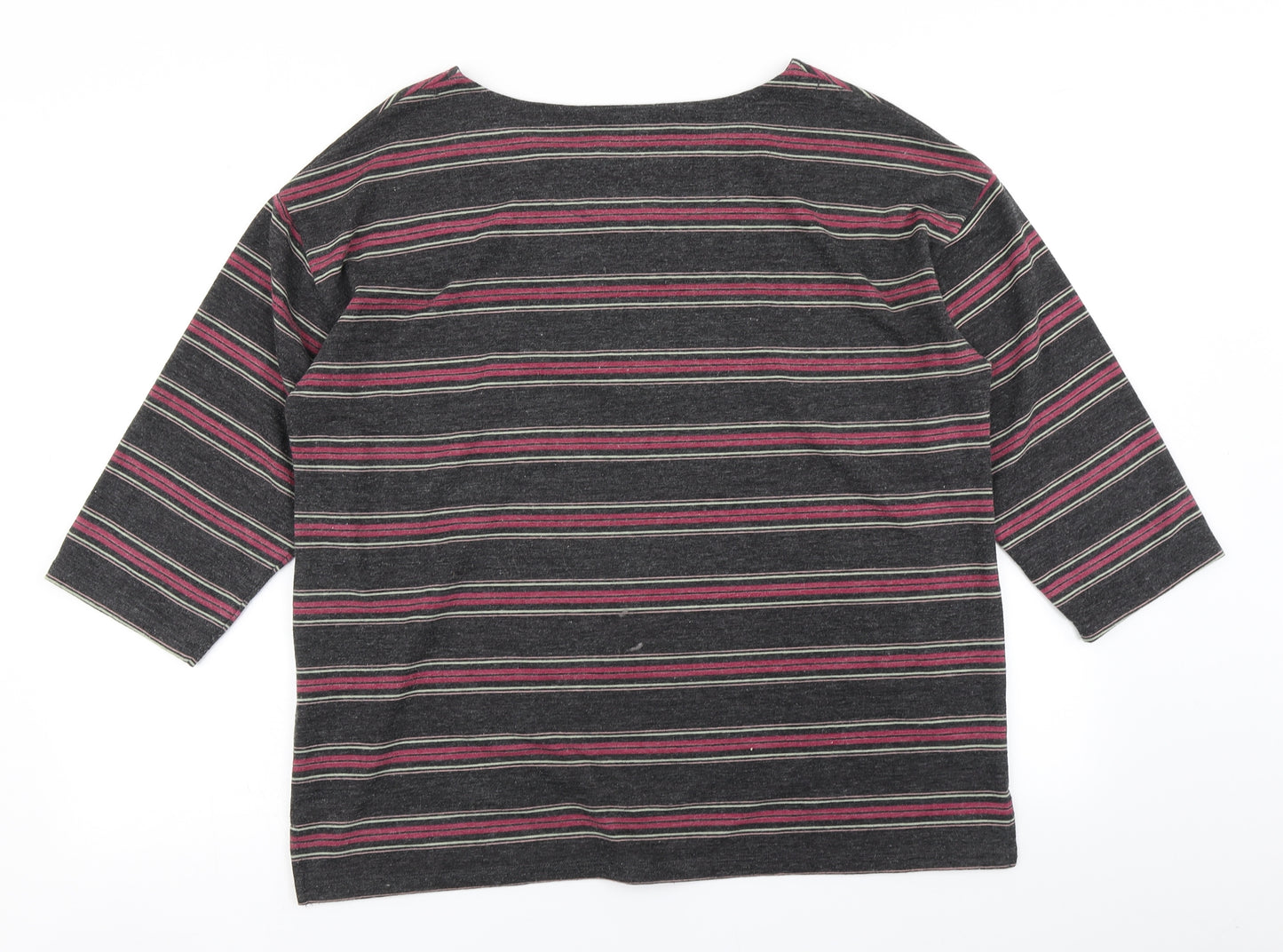 Nutmeg Womens Grey Striped  Basic T-Shirt Size 16