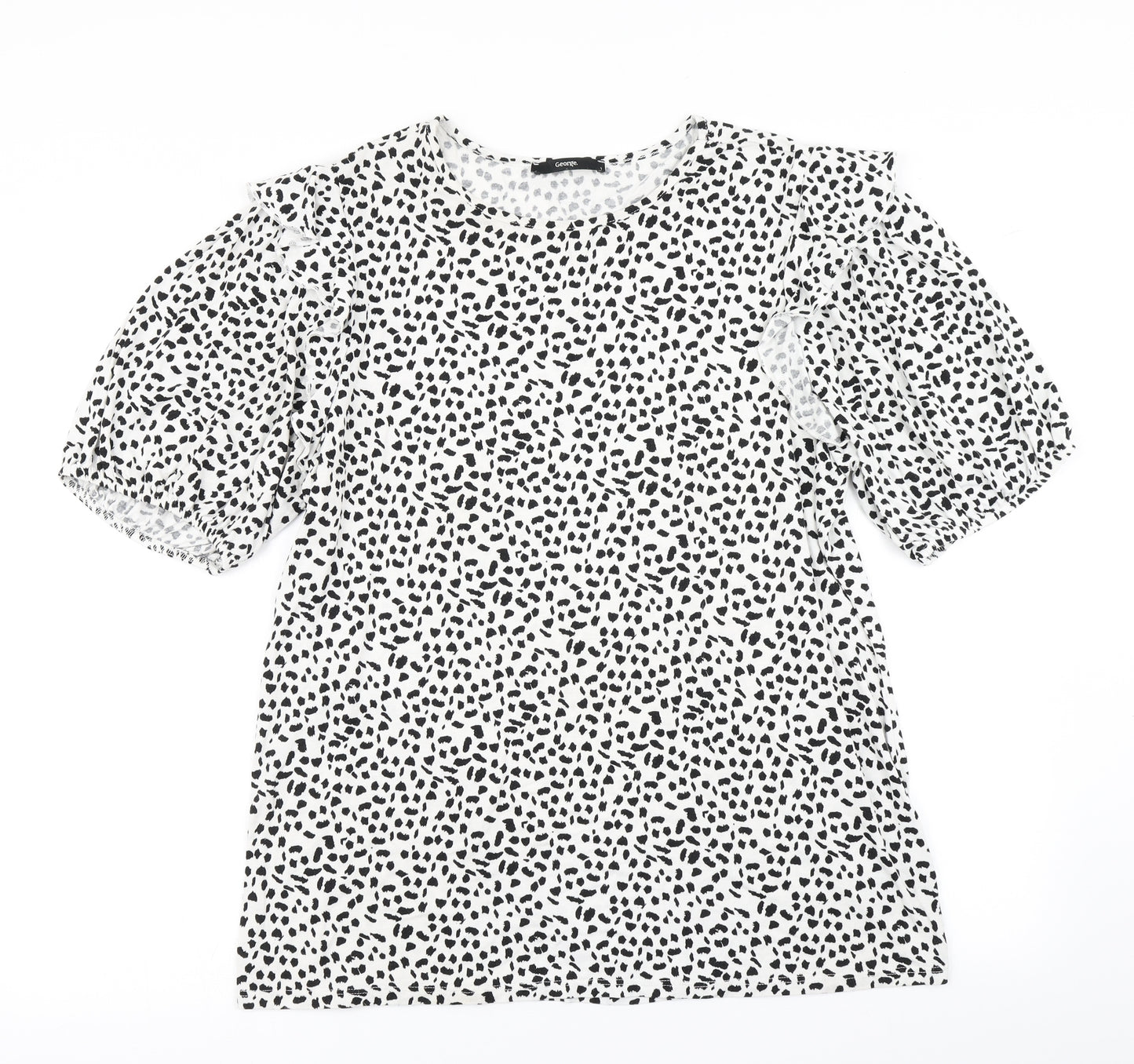 George Womens White Animal Print  Basic T-Shirt Size 16