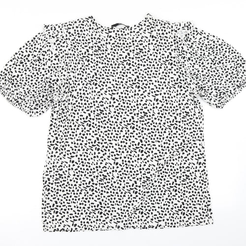 George Womens White Animal Print  Basic T-Shirt Size 16