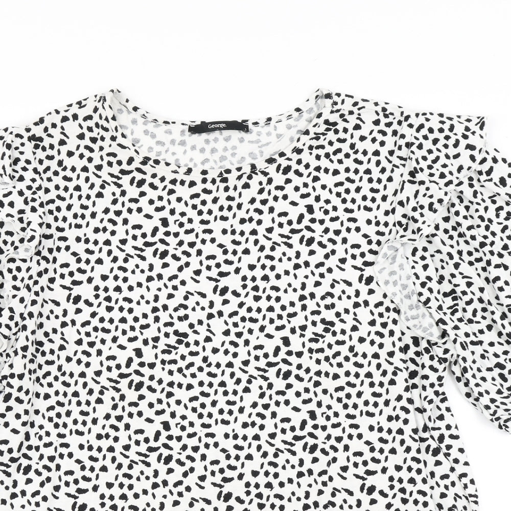 George Womens White Animal Print  Basic T-Shirt Size 16