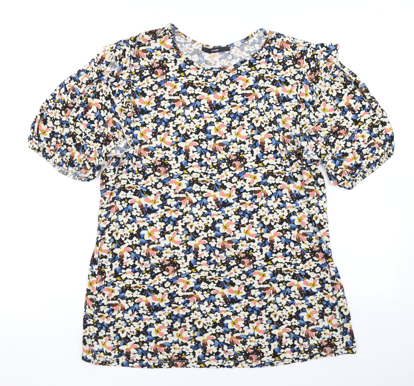 George Womens Black Floral  Basic T-Shirt Size 16