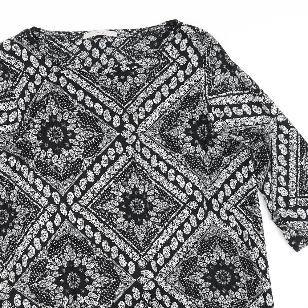 George Womens Black Paisley  A-Line  Size 20