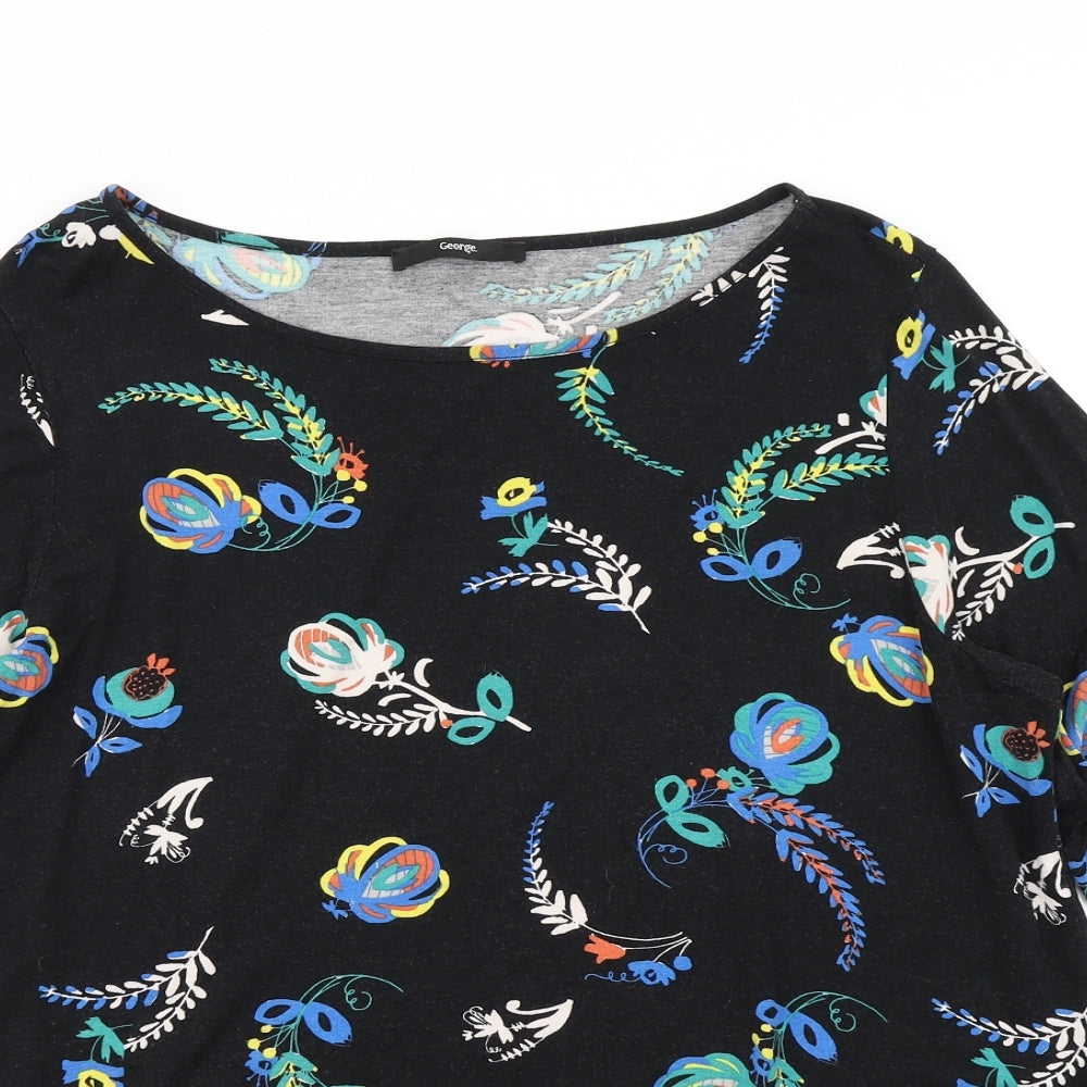 George Womens Black Floral  Basic T-Shirt Size 18