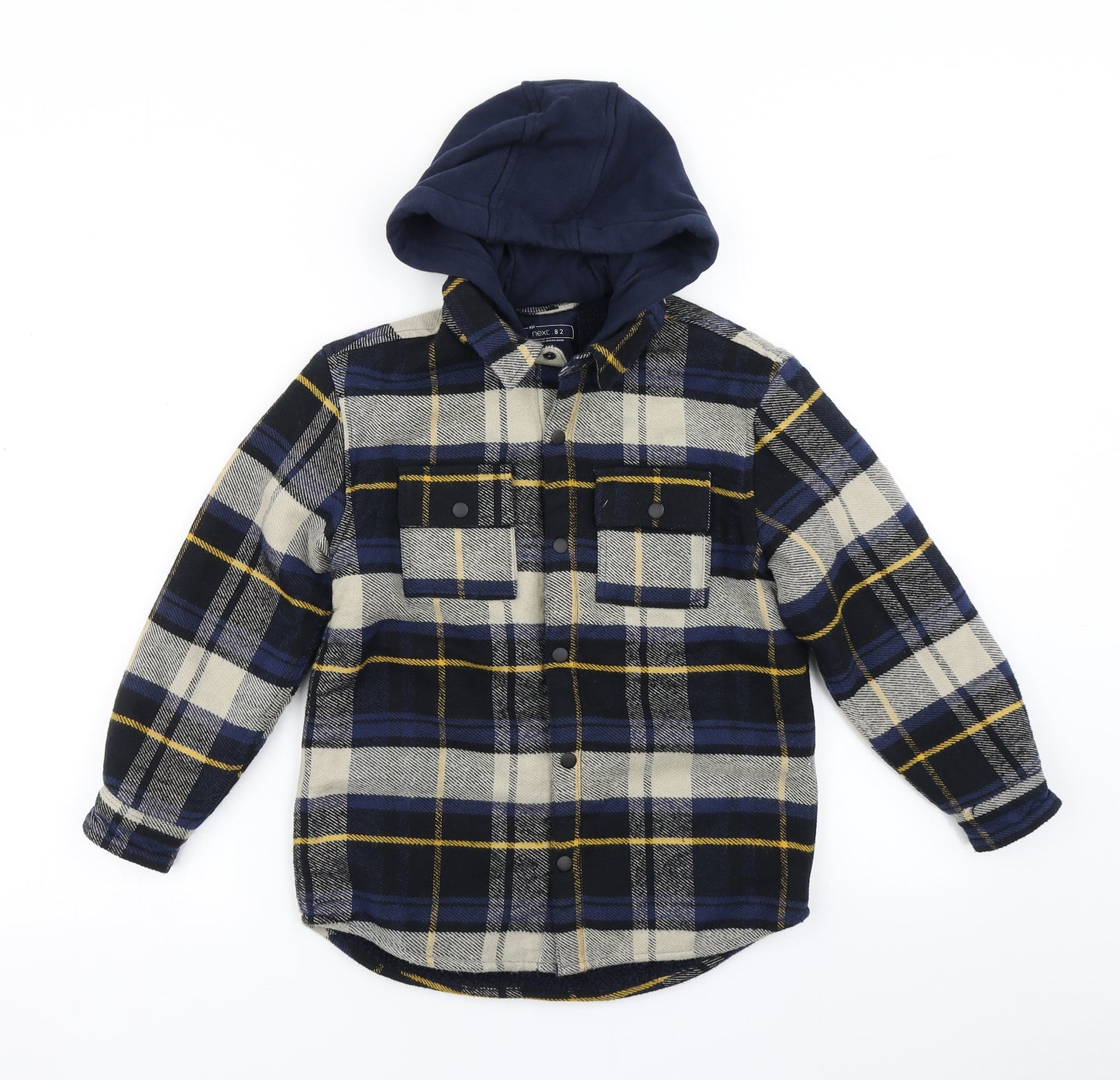 NEXT Boys Blue Plaid  Shirt Jacket Jacket Size 7 Years  - Fleece Lined