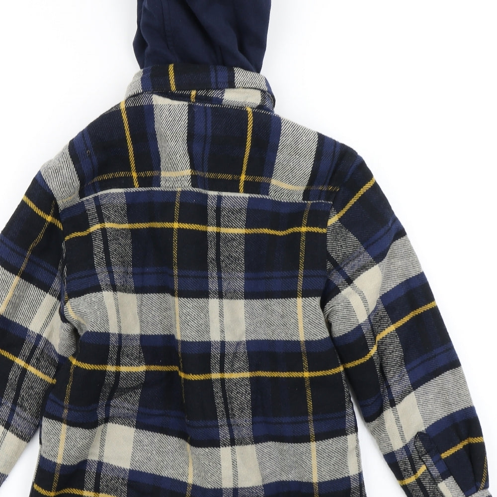 NEXT Boys Blue Plaid  Shirt Jacket Jacket Size 7 Years  - Fleece Lined