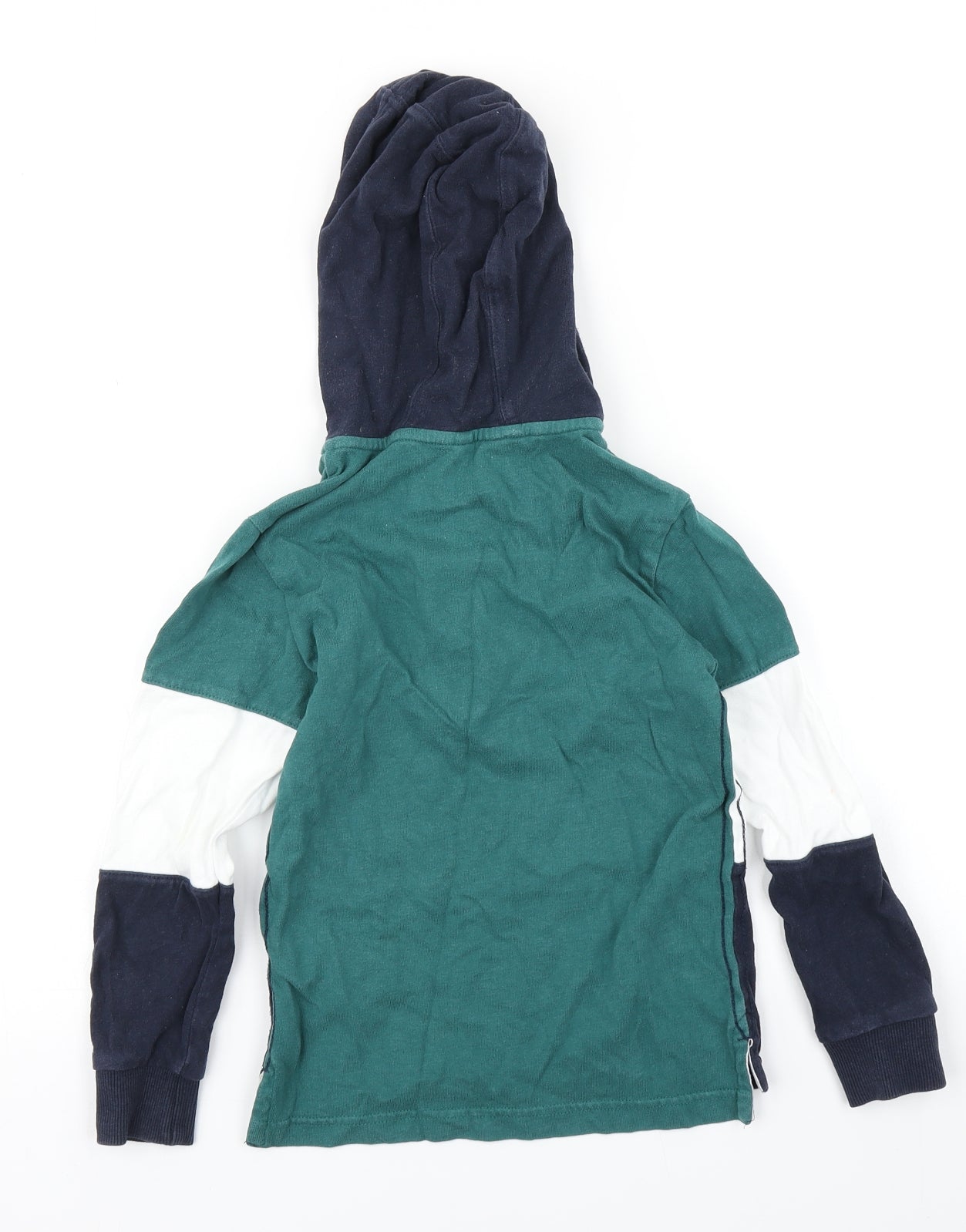 M&S Boys Green Colourblock  Pullover Hoodie Size 6-7 Years