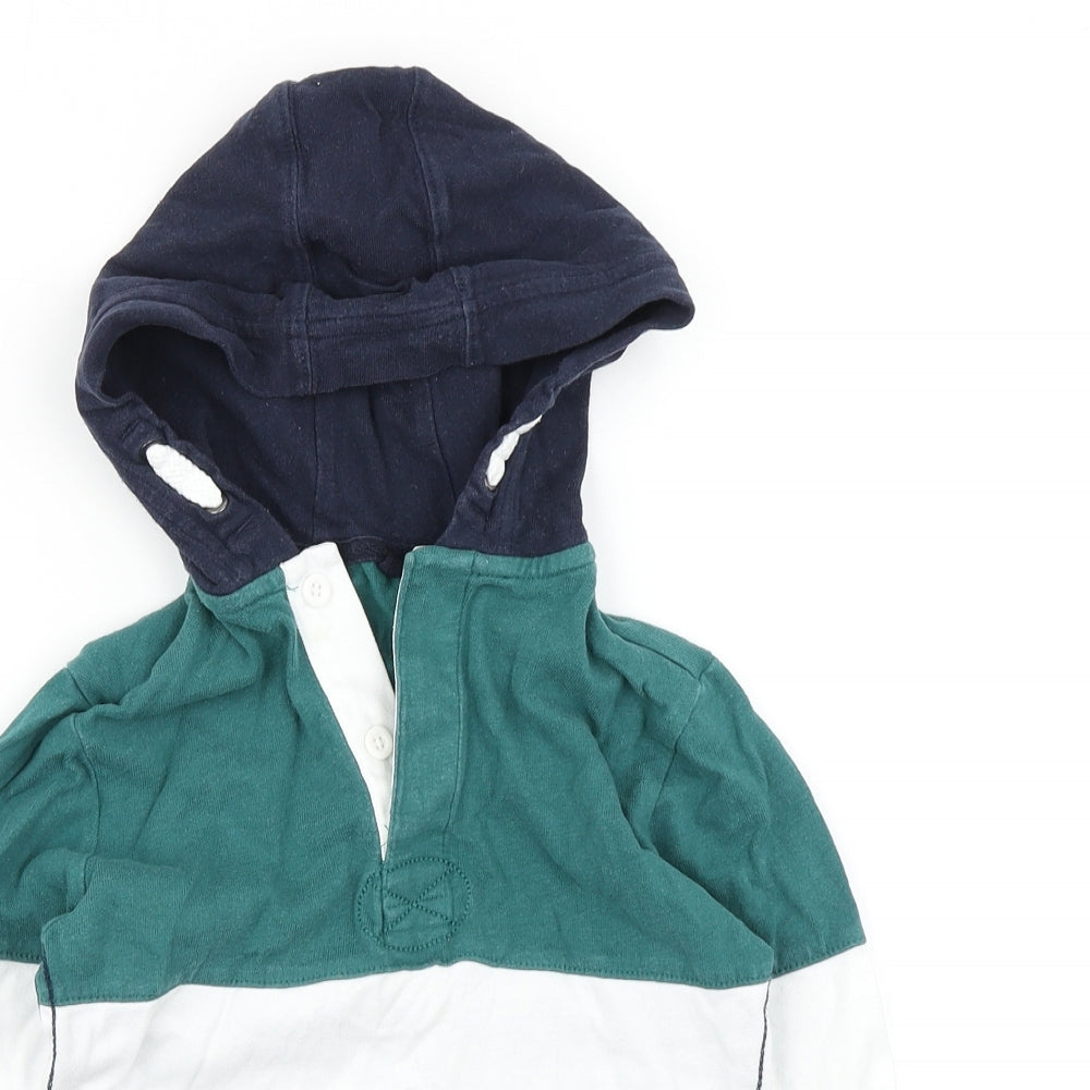 M&S Boys Green Colourblock  Pullover Hoodie Size 6-7 Years