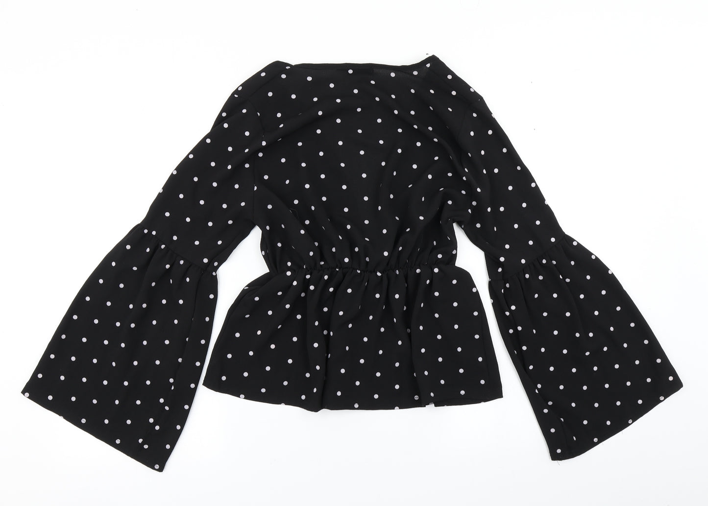 PRETTYLITTLETHING Womens Black Polka Dot  Basic Blouse Size 14