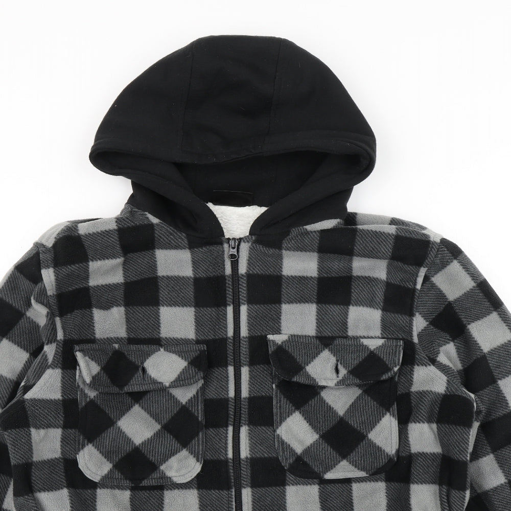 Workwear Mens Black Check Fleece Jacket  Size L