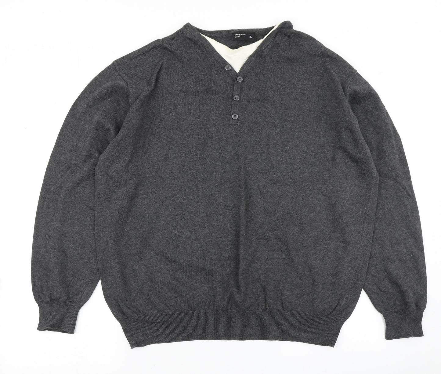 Cedarwood State Mens Grey  Knit Pullover Jumper Size XL