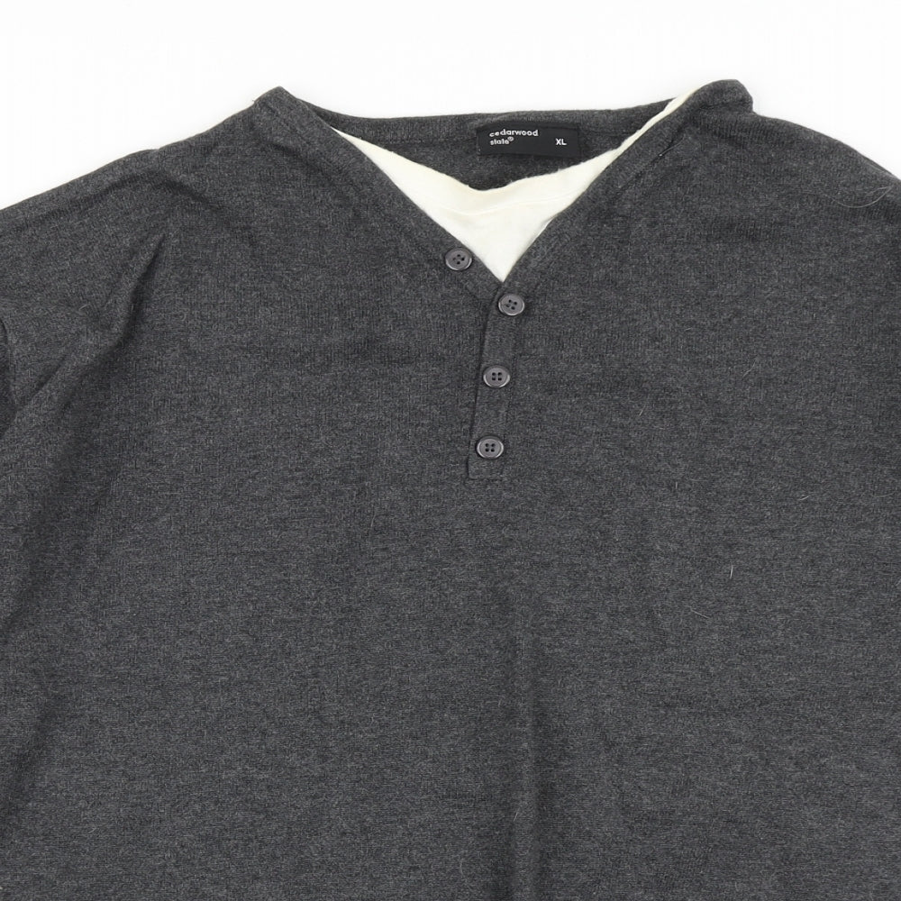 Cedarwood State Mens Grey  Knit Pullover Jumper Size XL