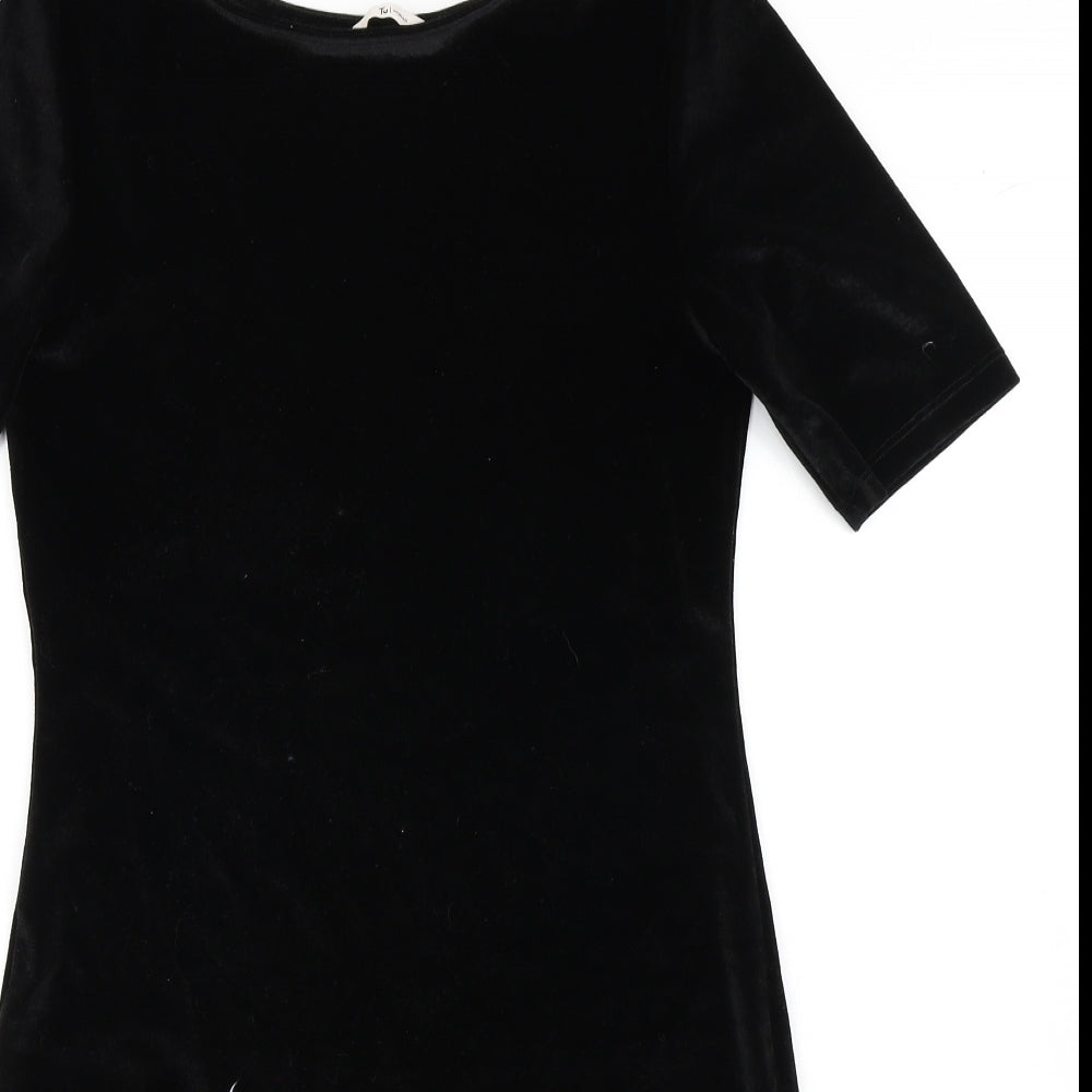 TU Womens Black  Velour Bodycon  Size 12