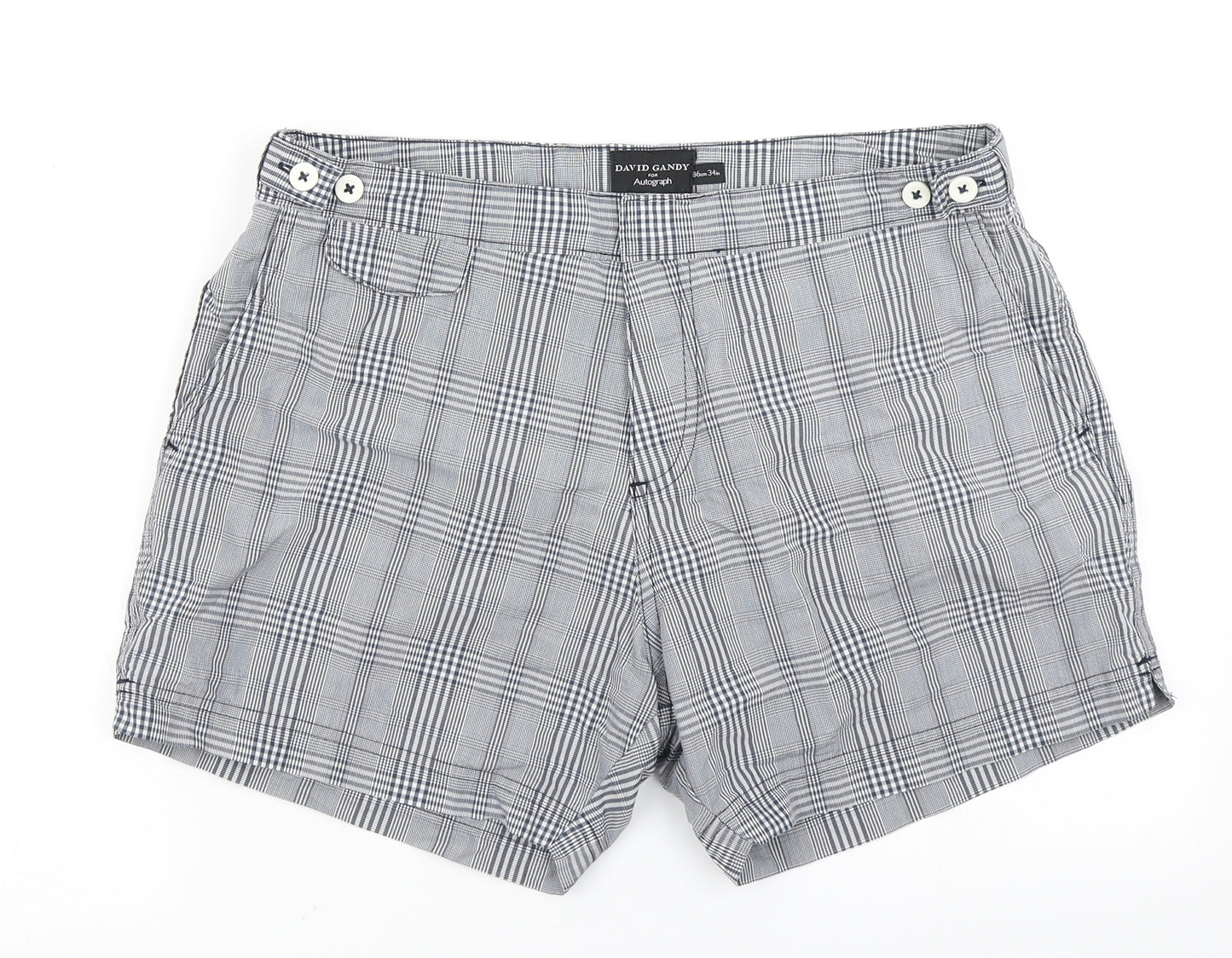 David Gandy Mens Beige Plaid  Athletic Shorts Size 34 in