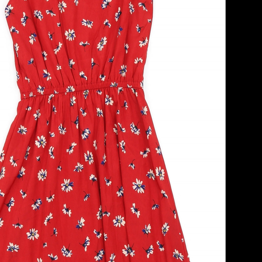Apricot Womens Red Floral  Skater Dress  Size 8