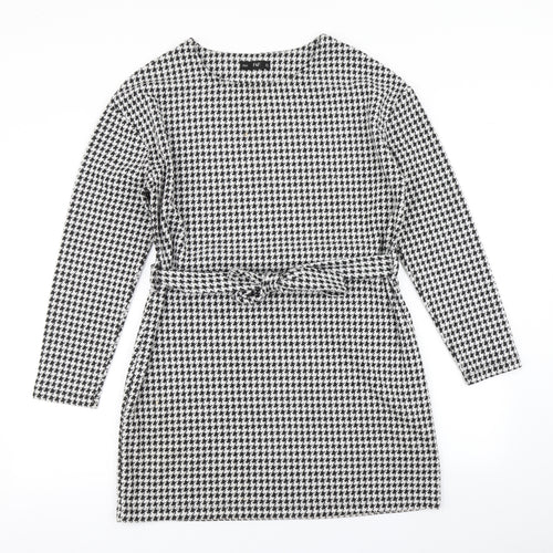 F&F Womens Black Houndstooth  A-Line  Size 12