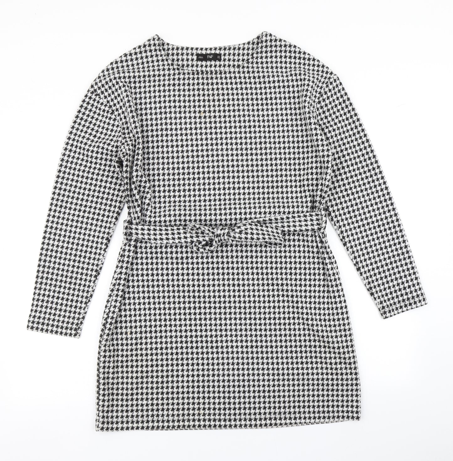 F&F Womens Black Houndstooth  A-Line  Size 12