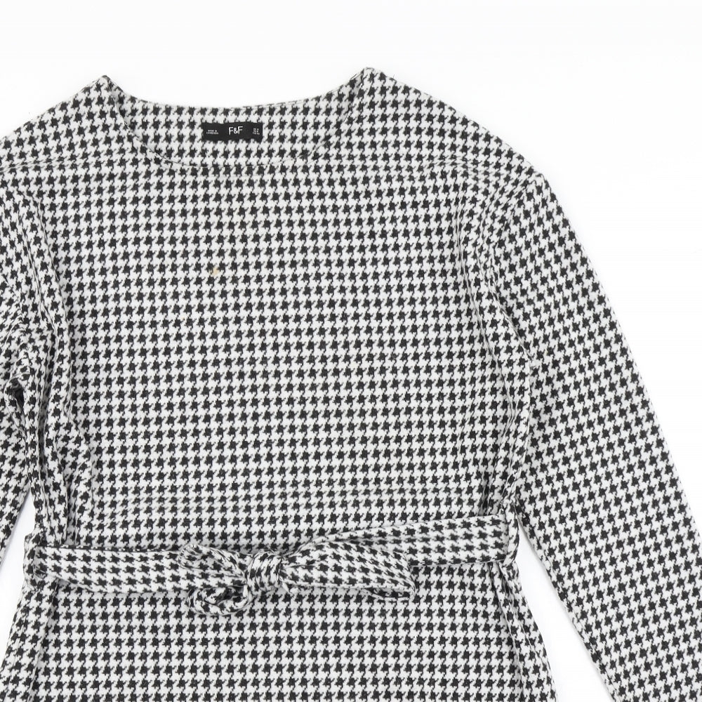 F&F Womens Black Houndstooth  A-Line  Size 12
