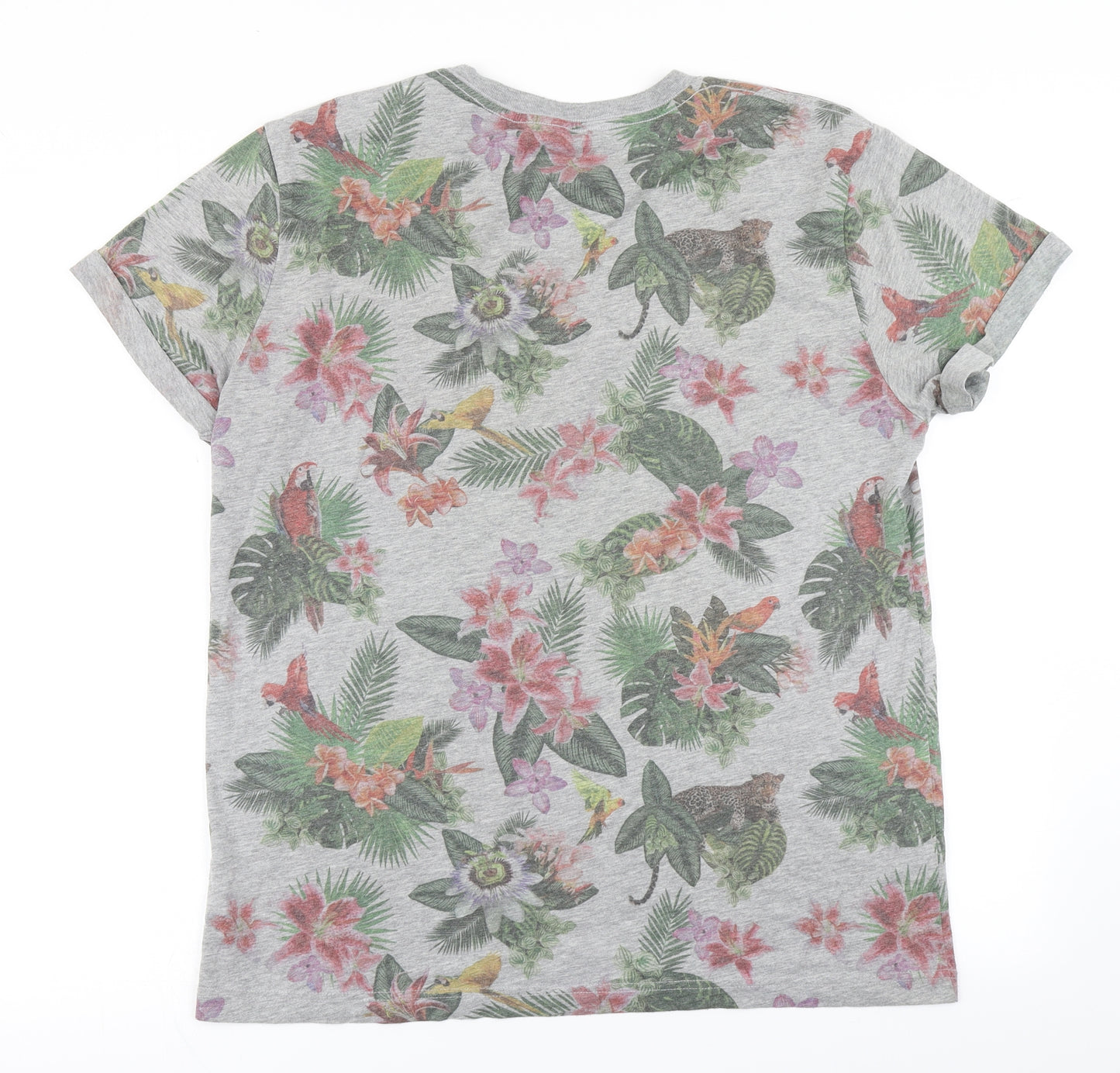 Divided Mens Grey Floral   T-Shirt Size L