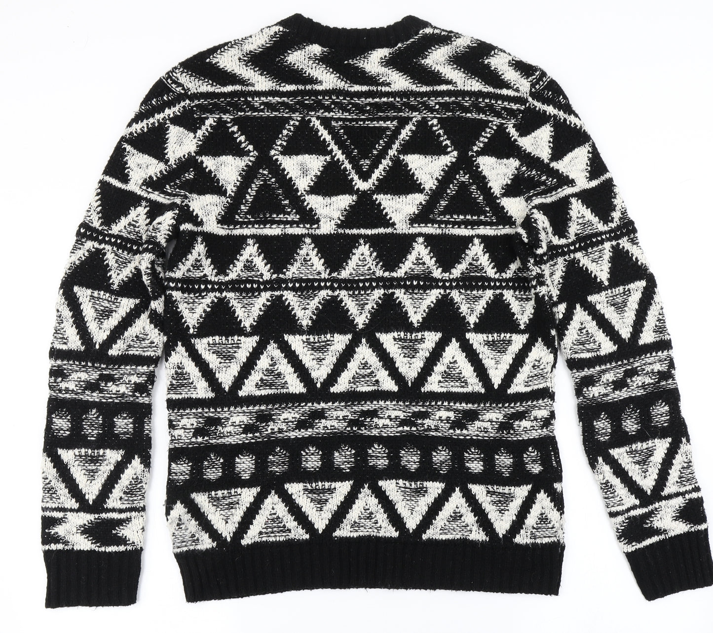 River Island Mens Black Geometric Knit Pullover Jumper Size S