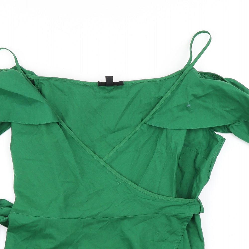 Topshop Womens Green   Wrap Blouse Size 14