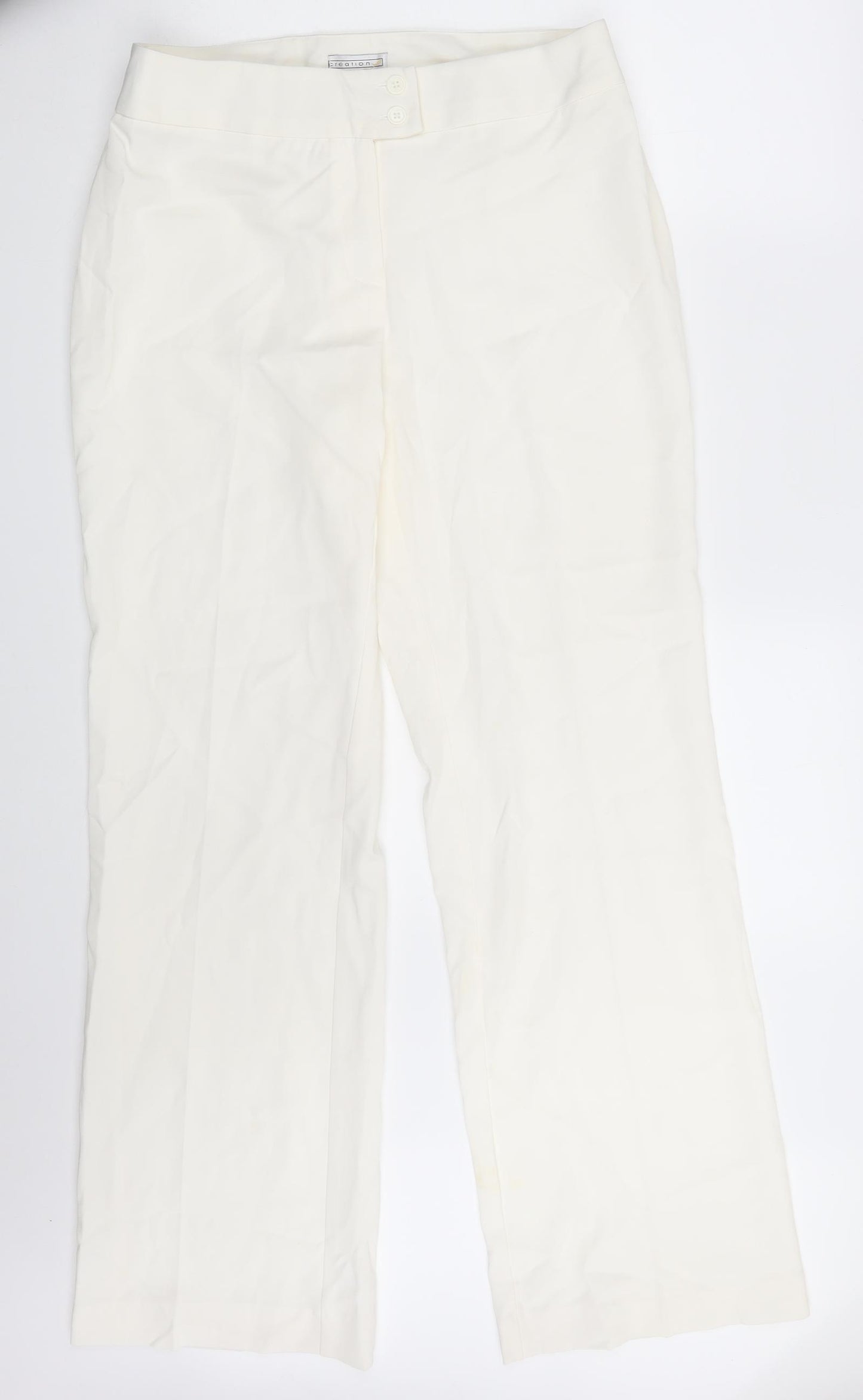 Creation Womens Ivory   Dress Pants Trousers Size 14 L32 in