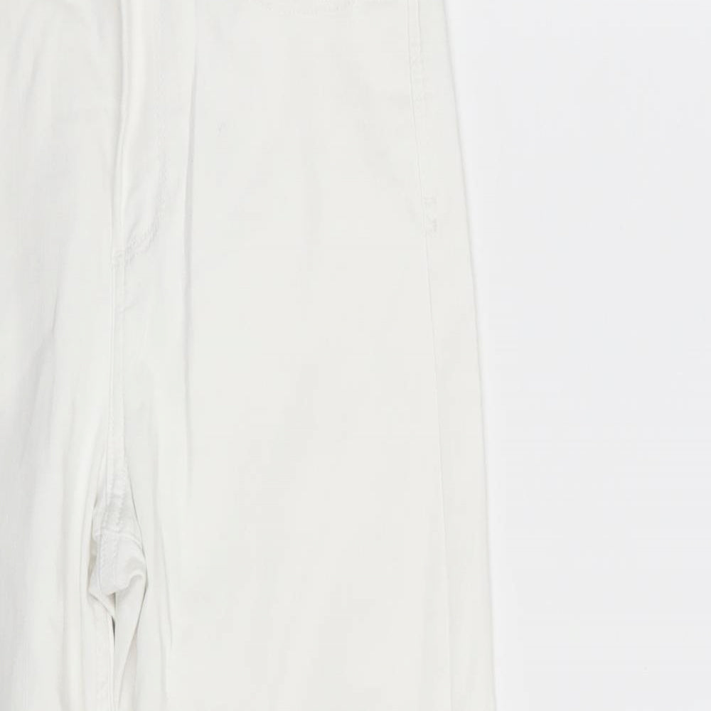 M&S Womens White  Denim Straight Jeans Size 10 L23 in - Cropped