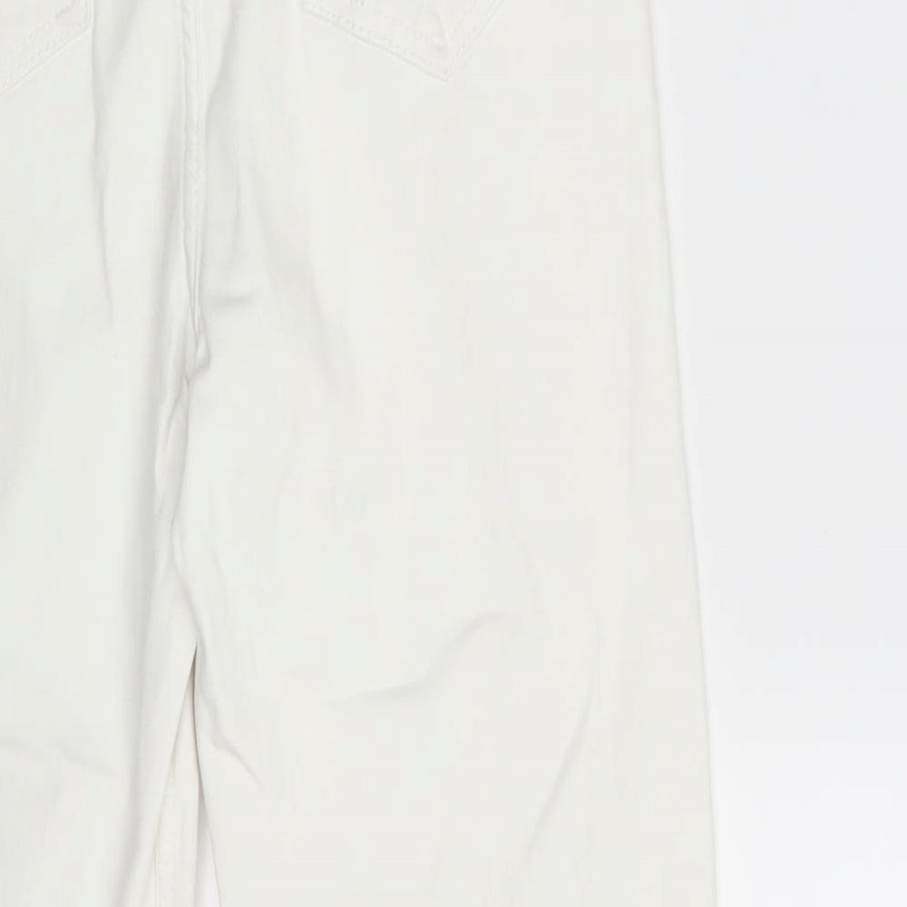 M&S Womens White  Denim Straight Jeans Size 10 L23 in - Cropped
