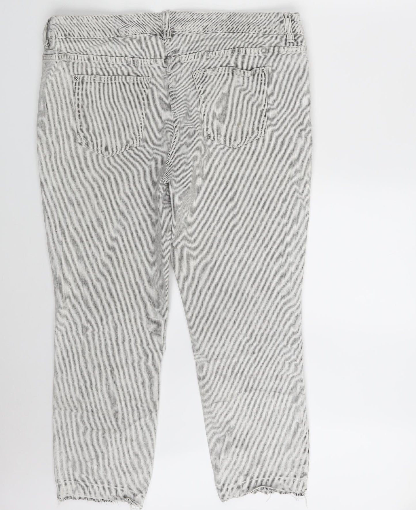 NEXT Womens White Striped Denim Cropped Jeans Size 18 L24 in