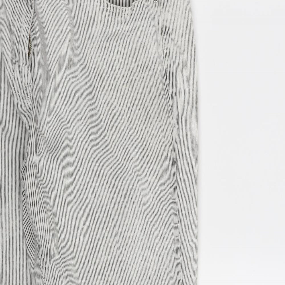 NEXT Womens White Striped Denim Cropped Jeans Size 18 L24 in