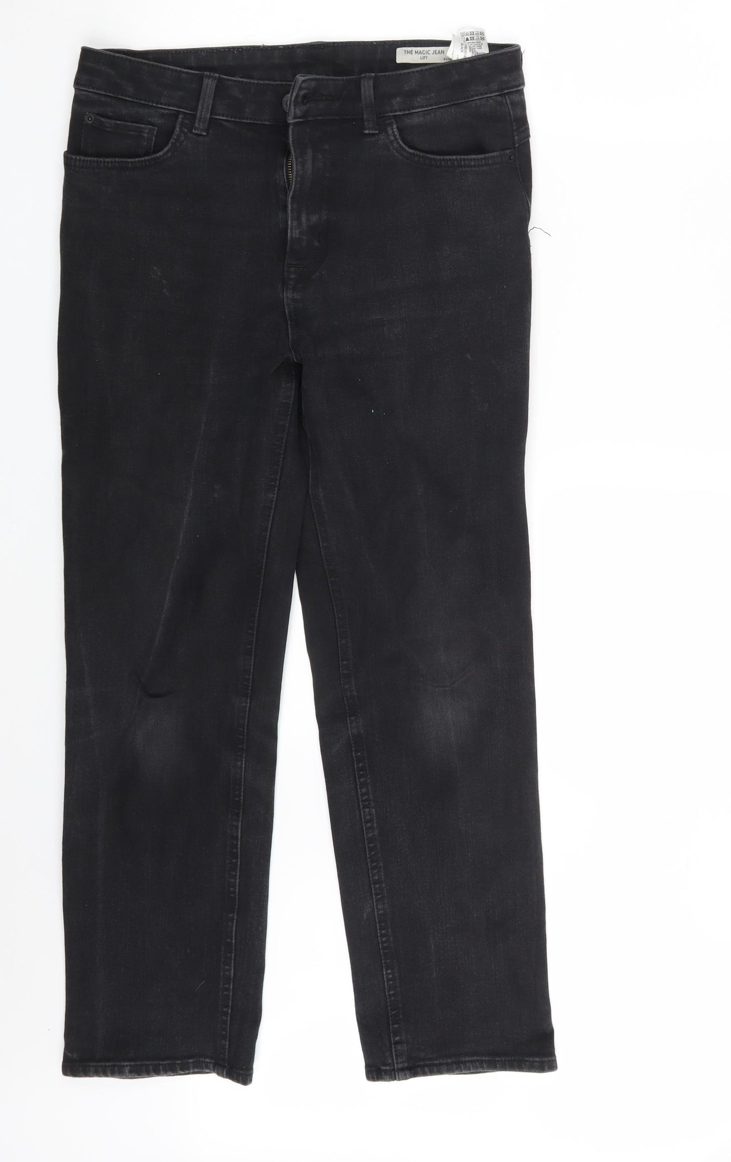 M&S Womens Black  Denim Straight Jeans Size 12 L27 in