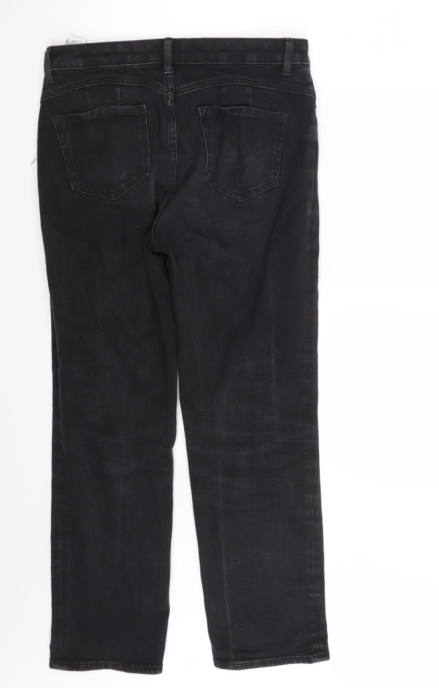 M&S Womens Black  Denim Straight Jeans Size 12 L27 in