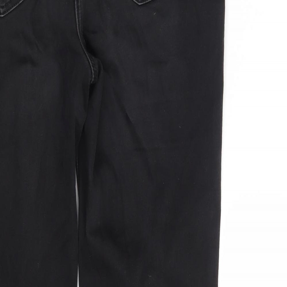 M&S Womens Black  Denim Straight Jeans Size 12 L27 in
