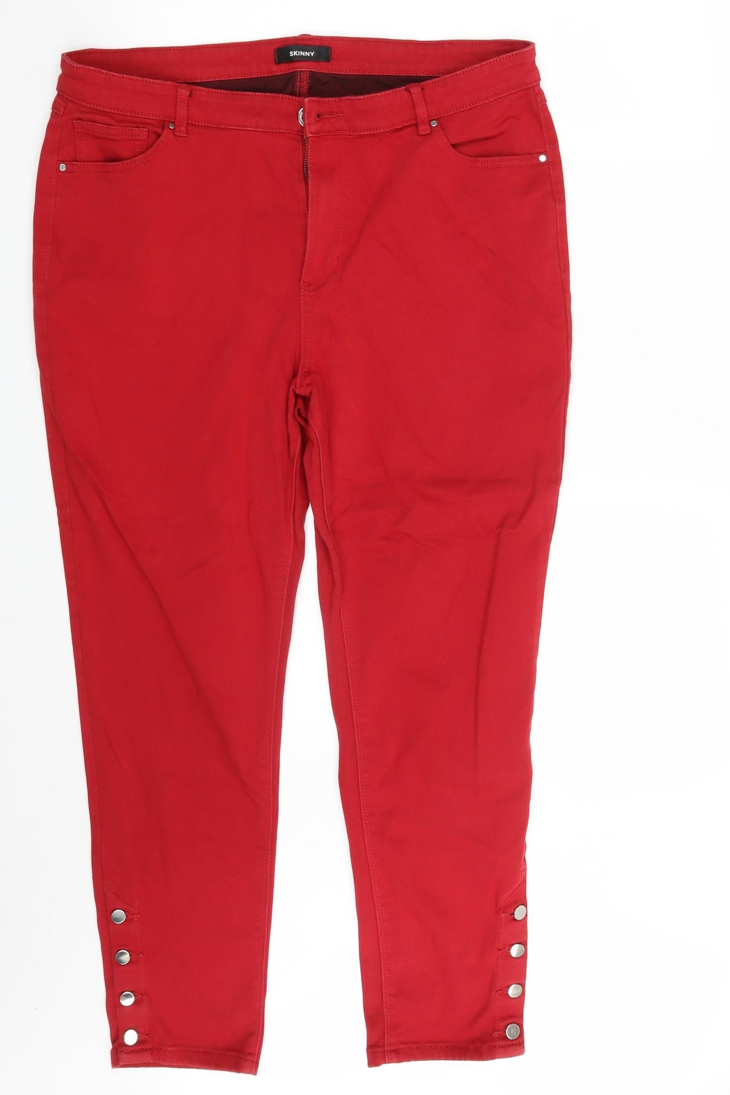M&S Womens Red  Denim Skinny Jeans Size 18 L27 in