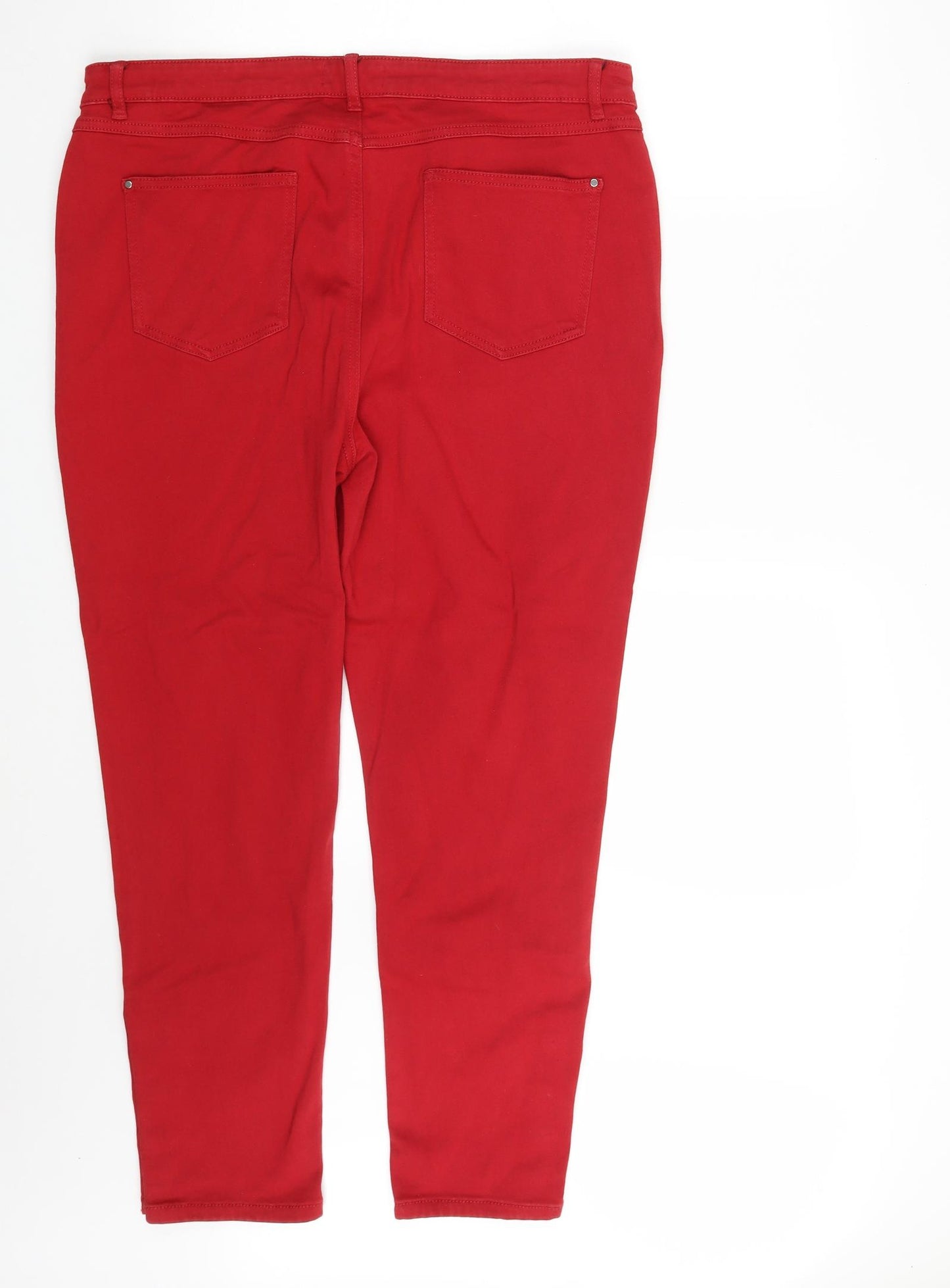 M&S Womens Red  Denim Skinny Jeans Size 18 L27 in