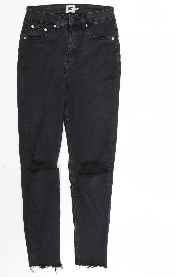 157 Womens Black  Denim Skinny Jeans Size S L28 in