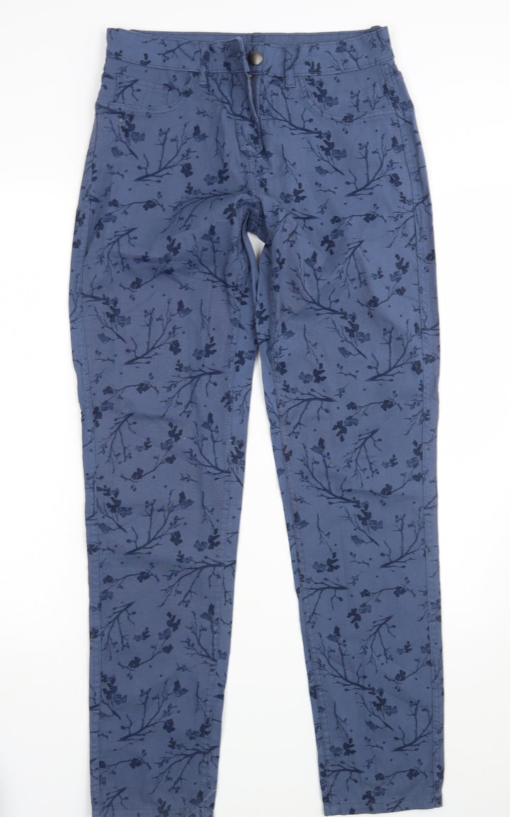 Preworn Womens Blue Floral Denim Straight Jeans Size 30 in L31 in
