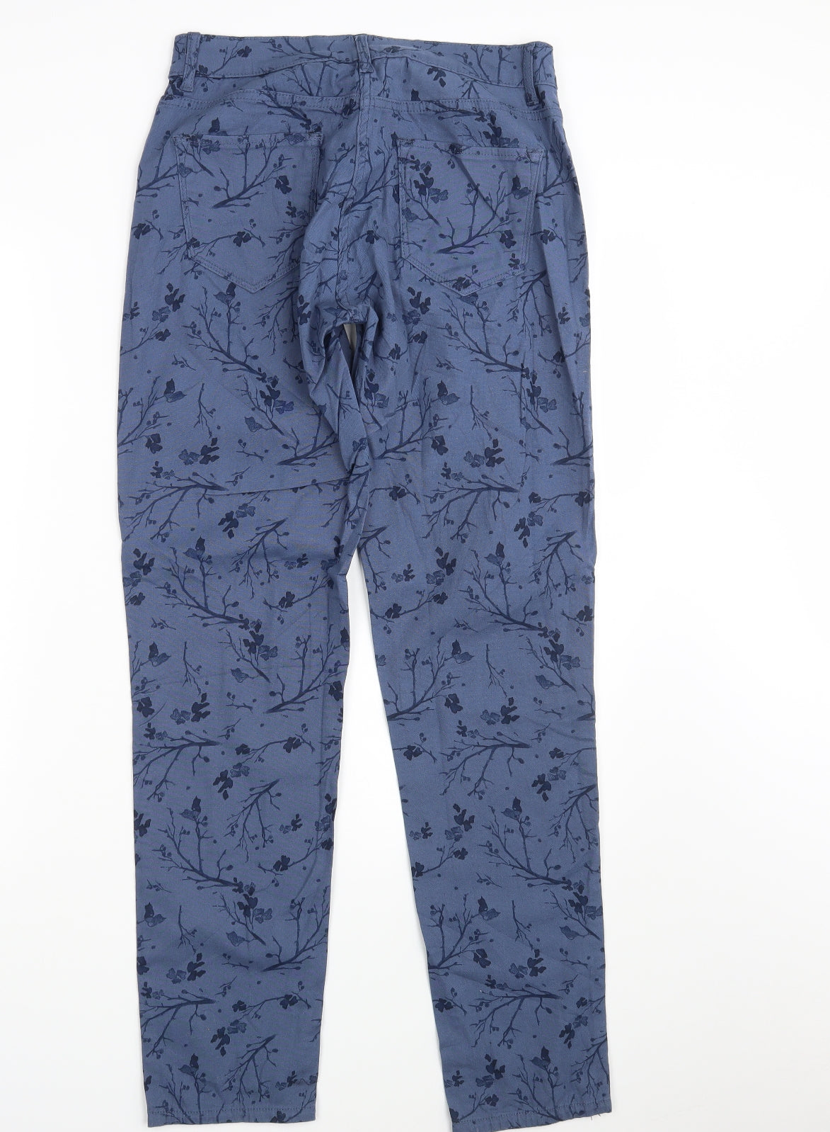 Preworn Womens Blue Floral Denim Straight Jeans Size 30 in L31 in