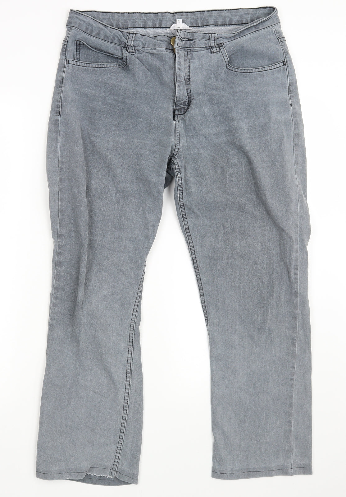 Basic Collection Womens Grey  Denim Straight Jeans Size 14 L26 in