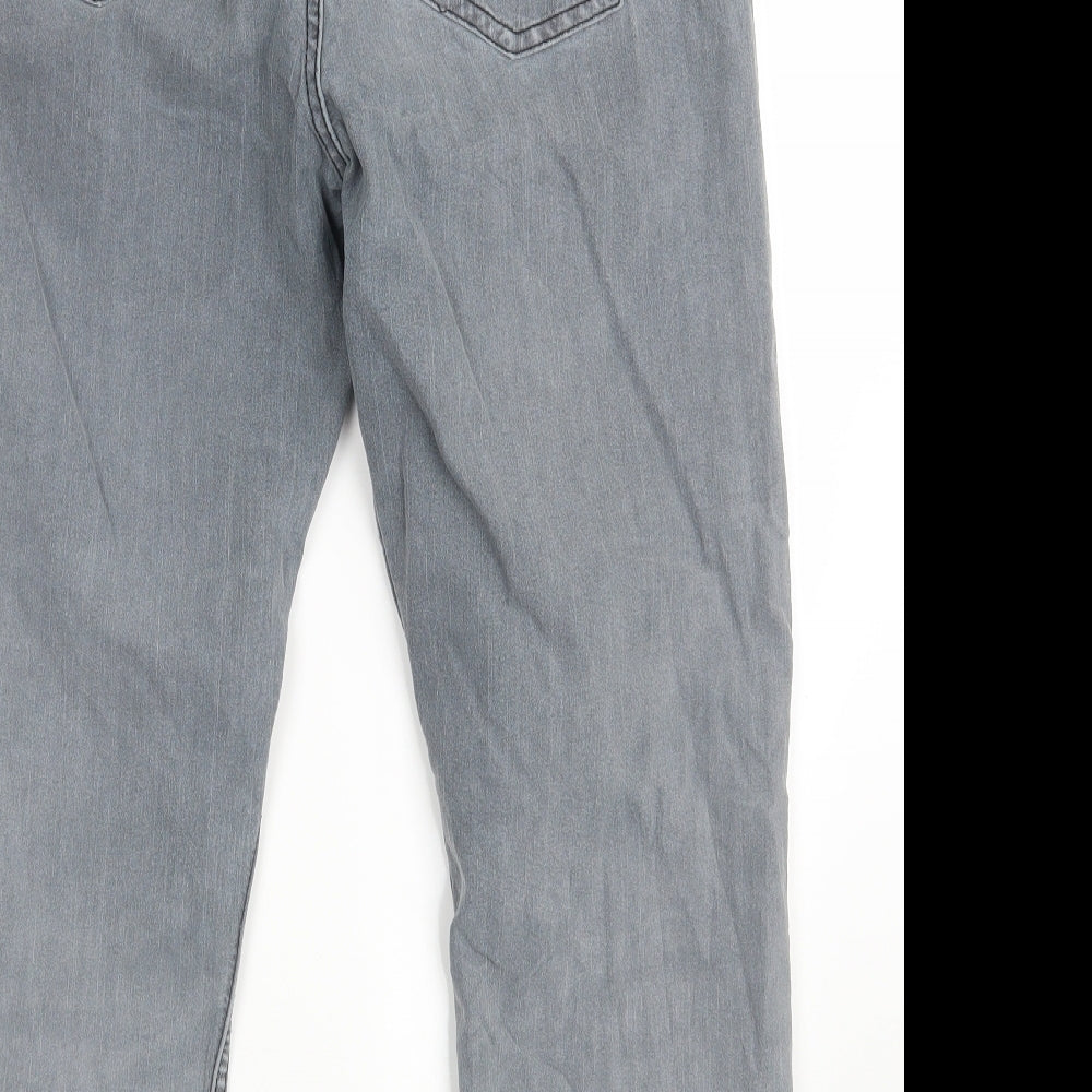 Basic Collection Womens Grey  Denim Straight Jeans Size 14 L26 in