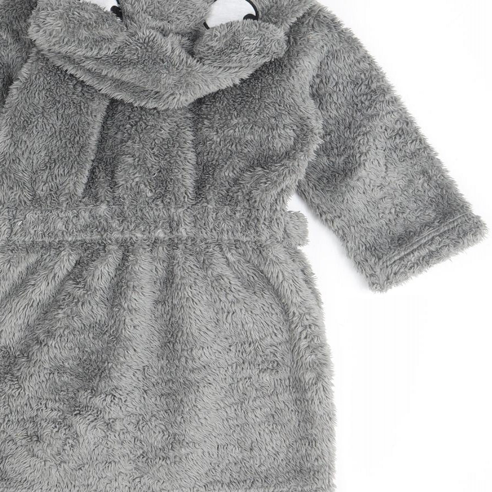 m&s Boys Grey Solid Fleece  Gown Size 2 Years