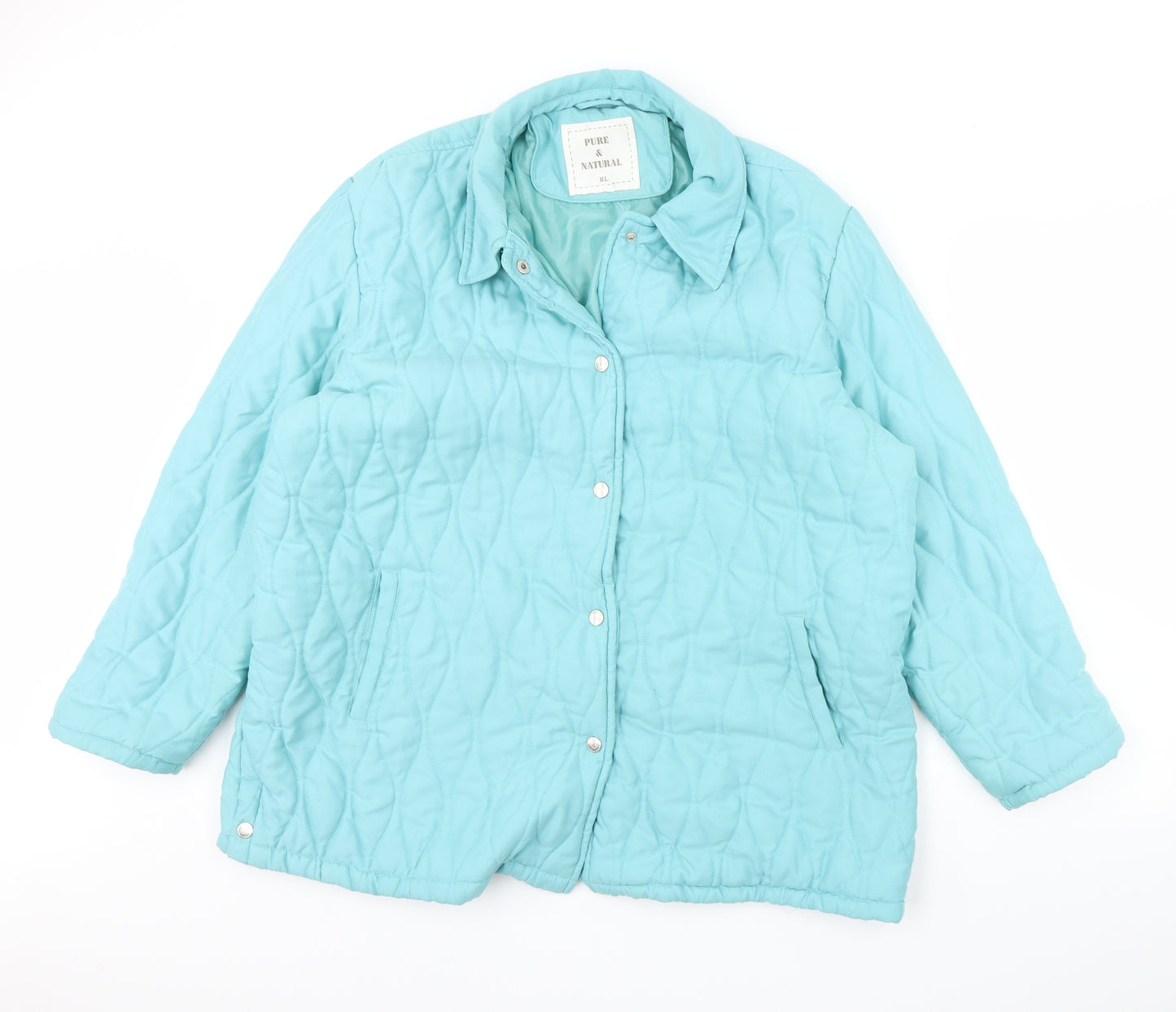 Pure & natural Womens Blue   Rain Coat Coat Size XL