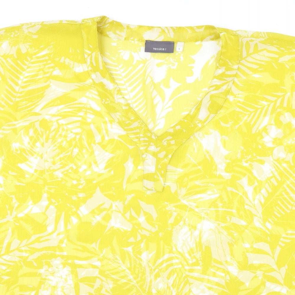 Yessica Womens Green Floral  Basic Blouse Size S